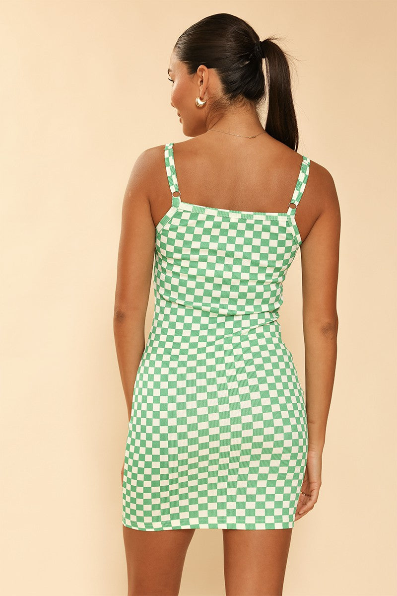 Robe débardeur en maille côtelée à carreaux