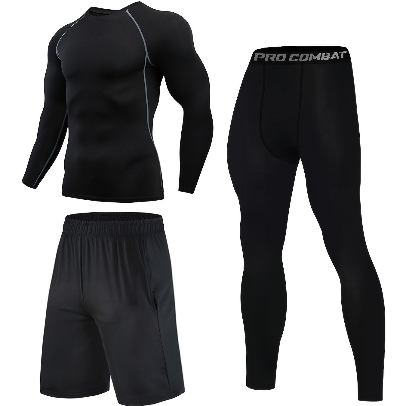 Ensemble de sport 3 pièces à séchage rapide pour homme, idéal pour le fitness et les loisirs
