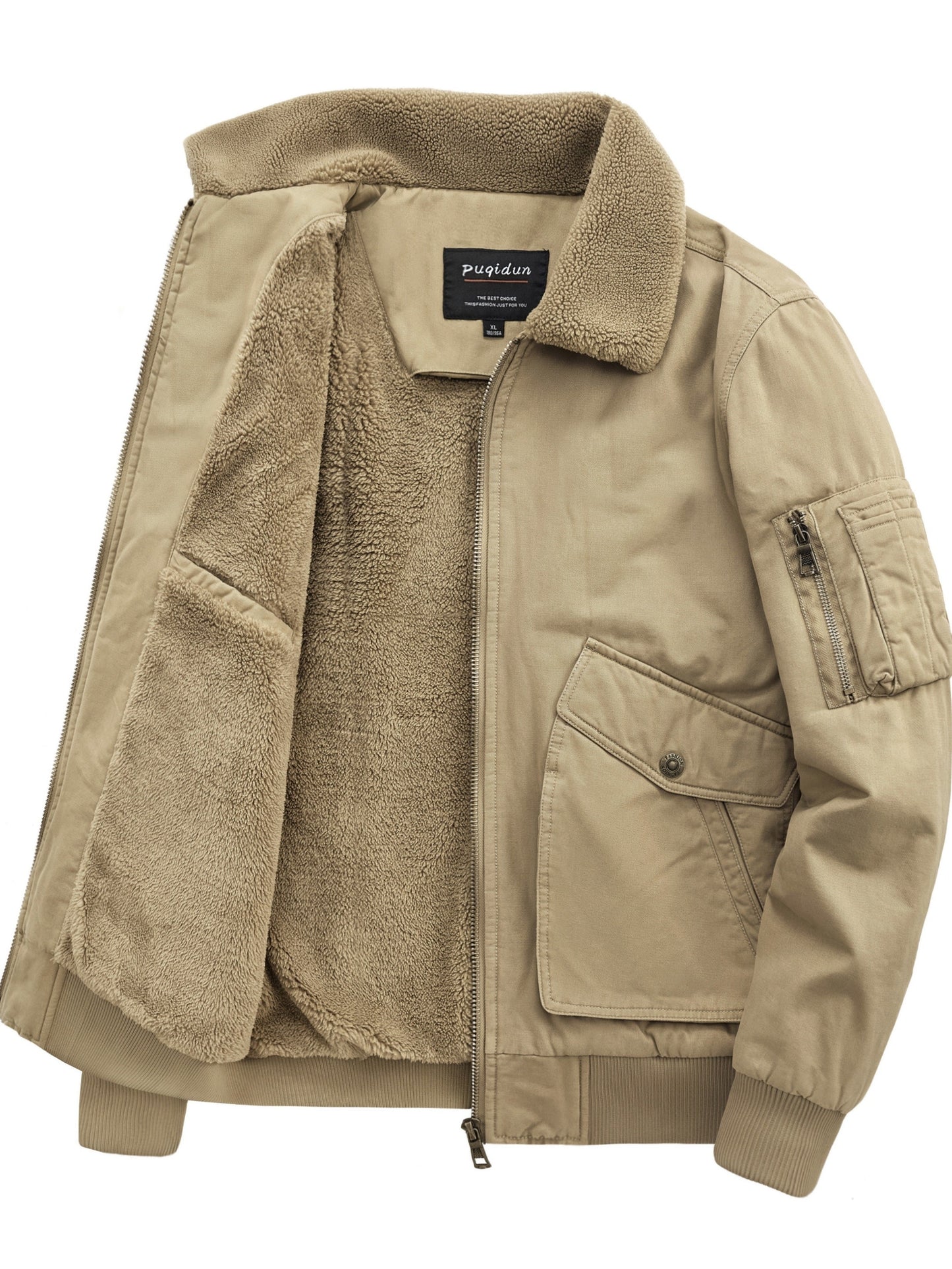 Blouson aviateur cargo rétro pour homme avec doublure polaire
