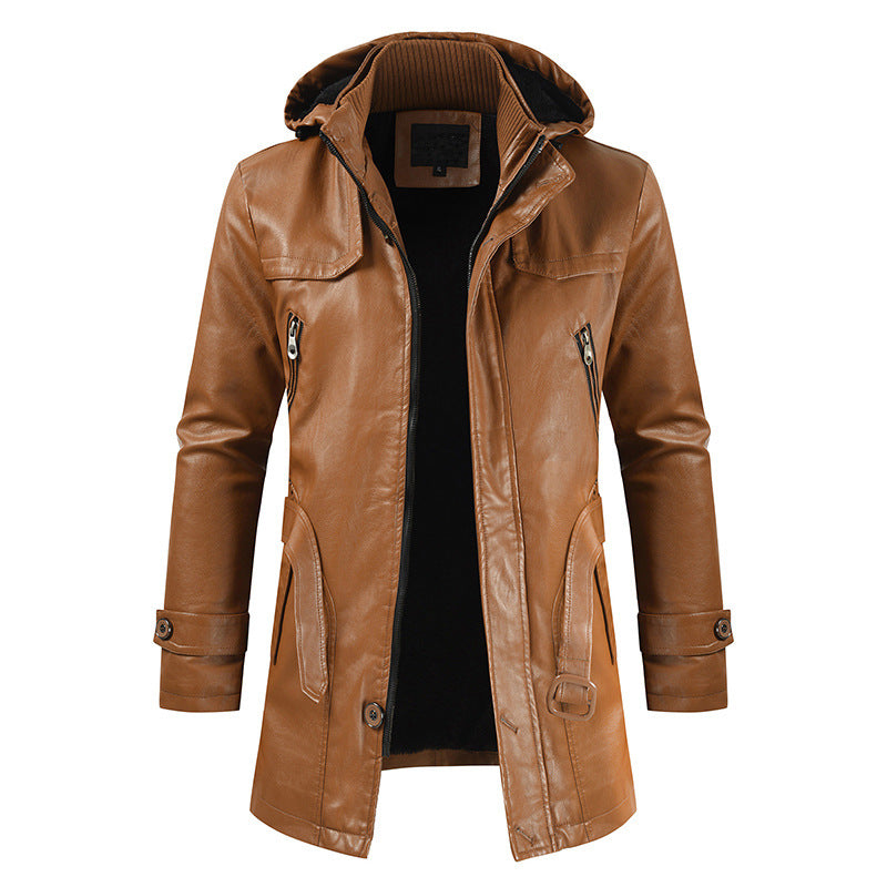 Manteau long en cuir marron pour homme grande taille | Veste d'hiver en cuir tendance pour homme | Manteau en cuir avec doublure chaude | Veste longue en cuir élégante pour hommes | Manteau en cuir marron à col classique | Veste de saison froide pour homme grande taille | Manteau en cuir mode automne-hiver | Vêtement d’extérieur en cuir marron pour homme | Veste en cuir grande taille homme stylée | Manteau chaud homme en cuir à la mode