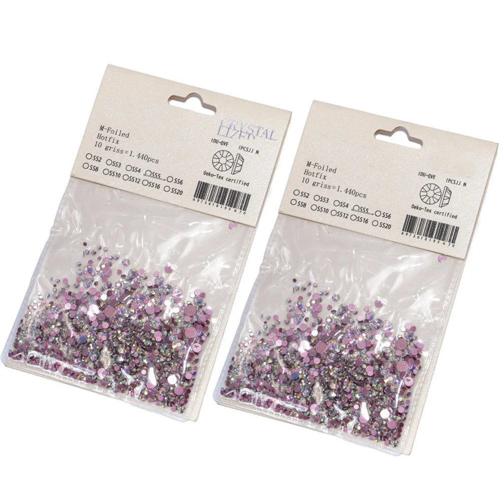 Lot de 1 440 pierres précieuses décoratives pour nail art 3D, tailles variées, non thermocollantes