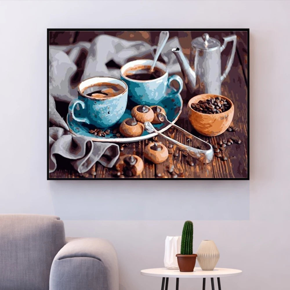 Peinture par numéros Paysage Tasse à café Peinture acrylique par numéros