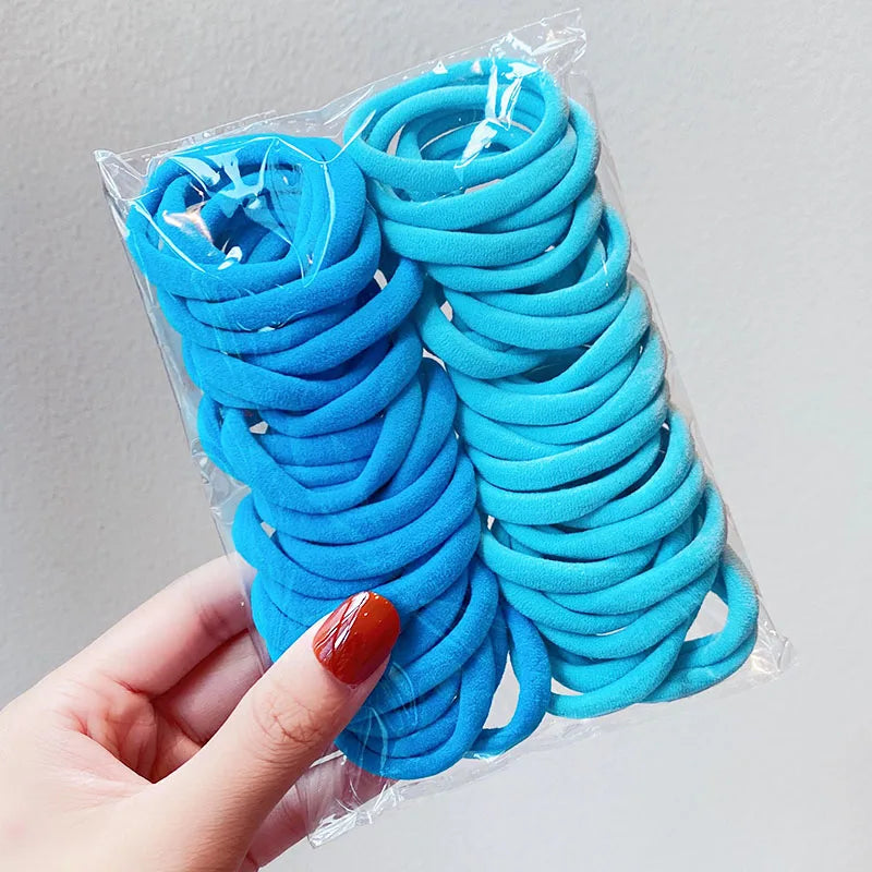 Lot de 50/100 petits élastiques à cheveux colorés en nylon pour filles, accessoires pour cheveux pour enfants