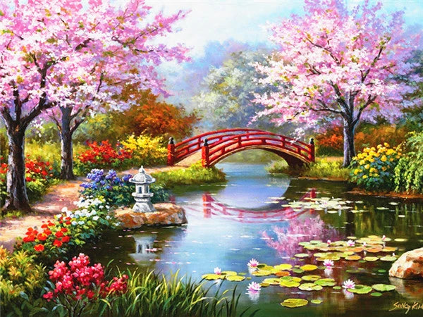 Peinture diamant paysage à faire soi-même, broderie complète en mosaïque