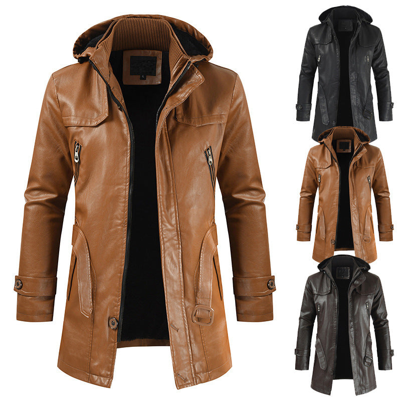 Manteau long en cuir marron pour homme grande taille | Veste d'hiver en cuir tendance pour homme | Manteau en cuir avec doublure chaude | Veste longue en cuir élégante pour hommes | Manteau en cuir marron à col classique | Veste de saison froide pour homme grande taille | Manteau en cuir mode automne-hiver | Vêtement d’extérieur en cuir marron pour homme | Veste en cuir grande taille homme stylée | Manteau chaud homme en cuir à la mode