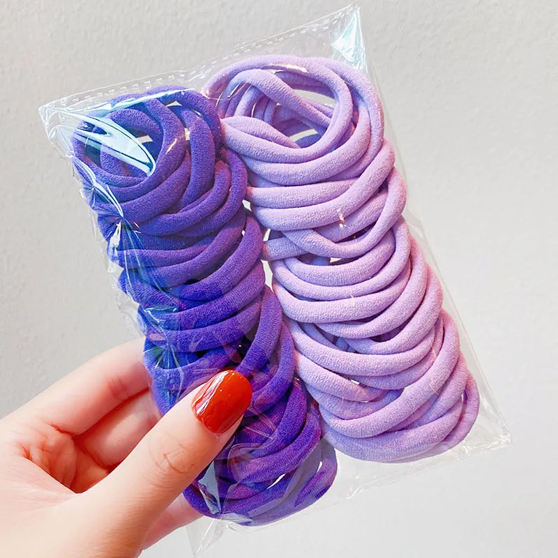 Lot de 50/100 petits élastiques à cheveux colorés en nylon pour filles, accessoires pour cheveux pour enfants