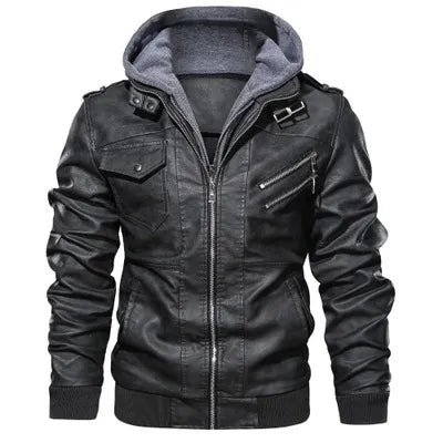 Veste de moto en cuir pour homme, manteau chaud en polaire d'hiver