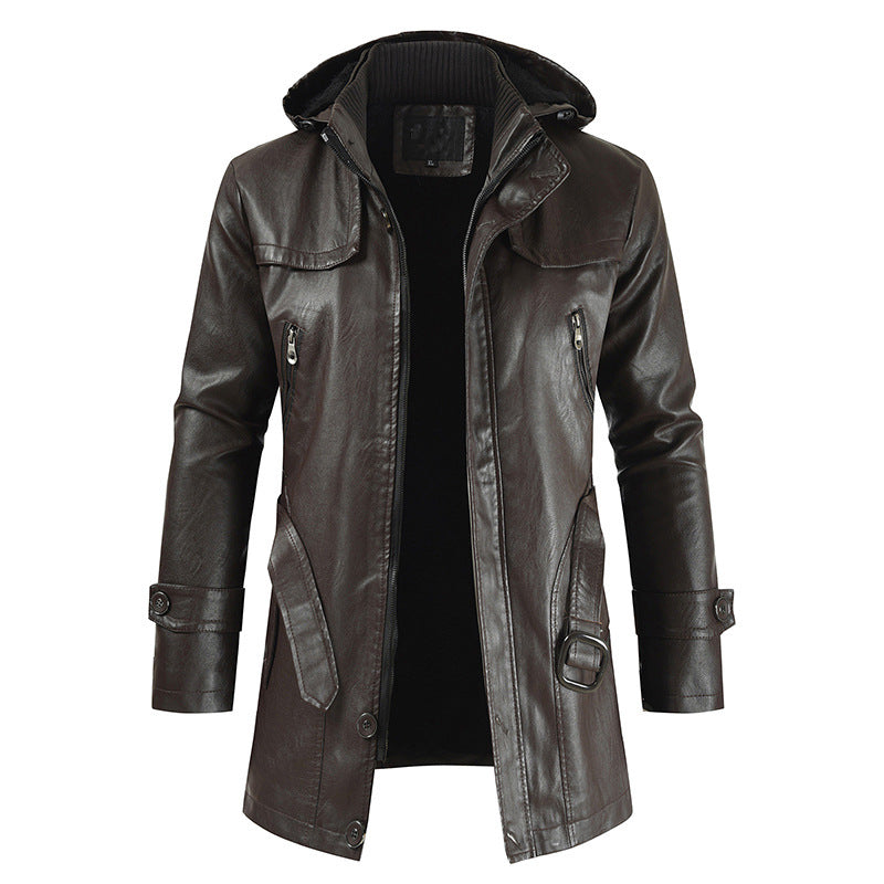 Manteau long en cuir marron pour homme grande taille | Veste d'hiver en cuir tendance pour homme | Manteau en cuir avec doublure chaude | Veste longue en cuir élégante pour hommes | Manteau en cuir marron à col classique | Veste de saison froide pour homme grande taille | Manteau en cuir mode automne-hiver | Vêtement d’extérieur en cuir marron pour homme | Veste en cuir grande taille homme stylée | Manteau chaud homme en cuir à la mode