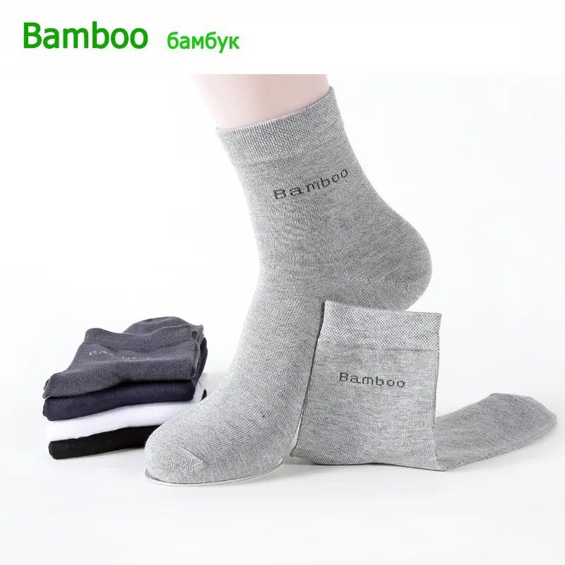 Lot de 10 paires de chaussettes en fibre de bambou pour homme, style décontracté et antibactérien