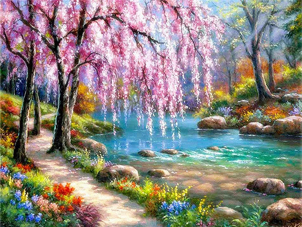 Peinture diamant paysage à faire soi-même, broderie complète en mosaïque