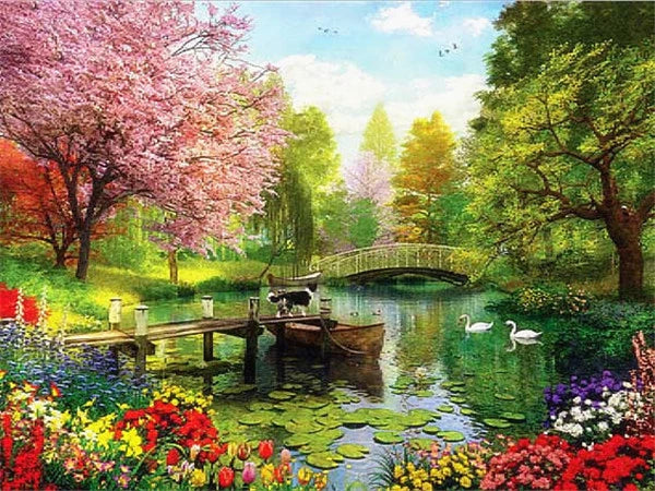 Peinture diamant paysage à faire soi-même, broderie complète en mosaïque