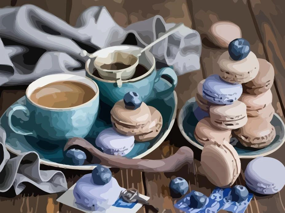 Peinture par numéros Paysage Tasse à café Peinture acrylique par numéros
