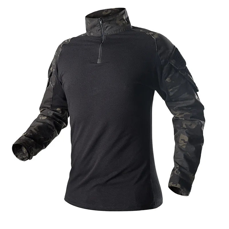 Chemise militaire camouflage unisexe | Vêtement tactique camouflage pour hommes et femmes | Chemise camouflage résistante pour extérieur | T-shirt militaire avec motif camouflage | Vêtement de combat tactique confortable | Chemise camouflage avec poches pratiques | T-shirt militaire léger pour activités extérieures | Chemise robuste pour les sports de plein air | Chemise camouflage avec coutures renforcées | Chemise unisexe tactique et durable