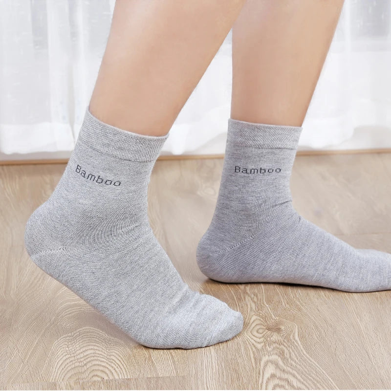 Lot de 10 paires de chaussettes en fibre de bambou pour homme, style décontracté et antibactérien