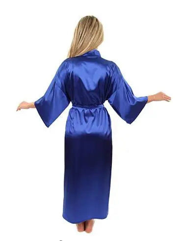 Peignoir de bain long en satin de soie pour femme, tenue de mariée sexy