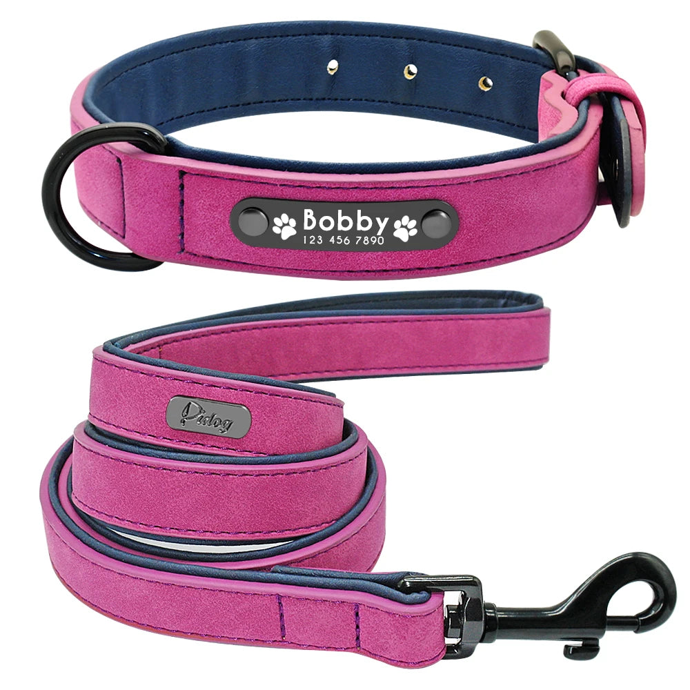 Ensemble collier et laisse en cuir personnalisé pour chiens de petite, moyenne et grande taille, pitbull