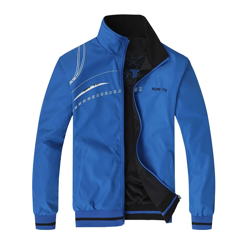 Veste de sport pour homme, printemps-automne, col montant, vêtements de sport, double face