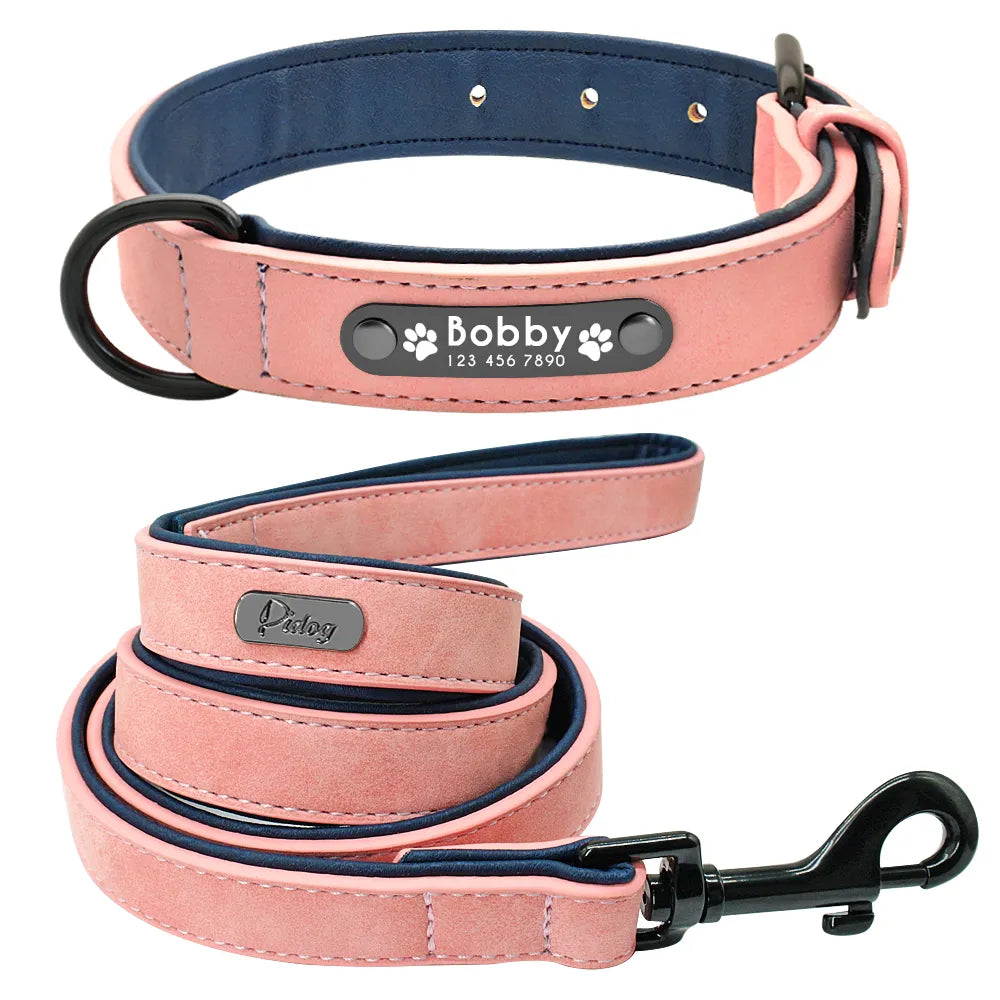 Ensemble collier et laisse en cuir personnalisé pour chiens de petite, moyenne et grande taille, pitbull