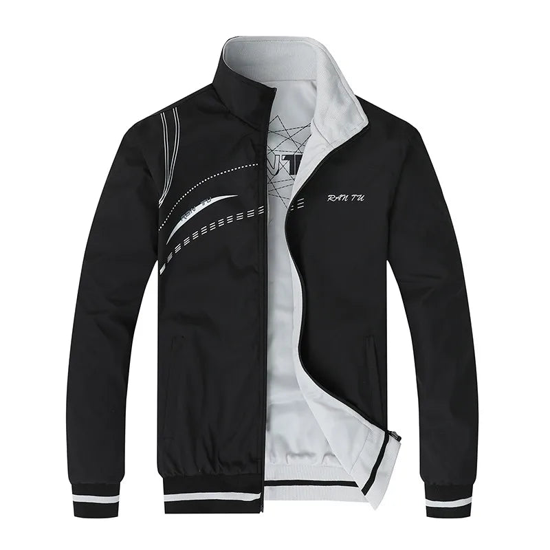 Veste de sport pour homme, printemps-automne, col montant, vêtements de sport, double face