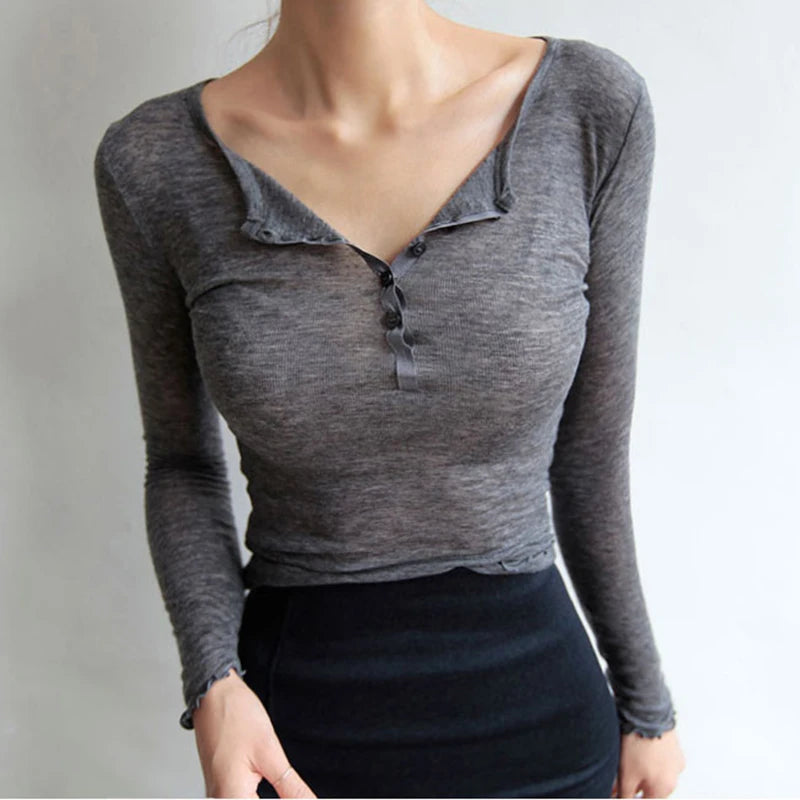 Sexy long sleeve t shirt for women korean style kawaii style