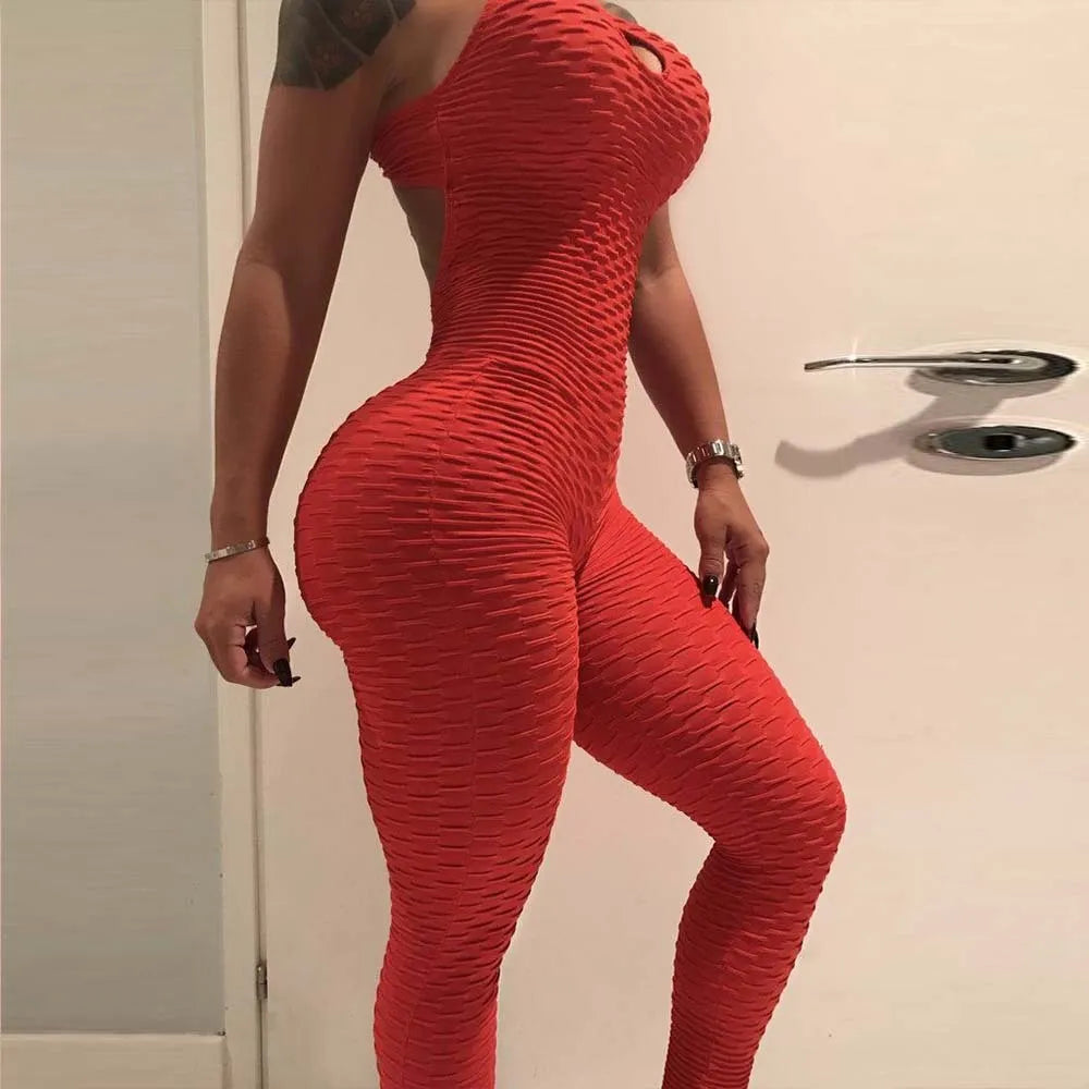 Women's Push Up Fitness Jumpsuit, Backless, Sexy Bodysuit