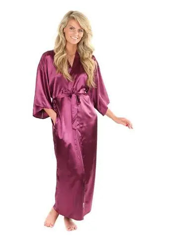Peignoir de bain long en satin de soie pour femme, tenue de mariée sexy