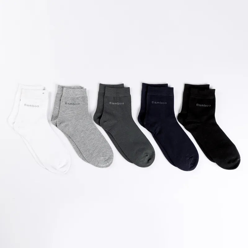 Lot de 10 paires de chaussettes en fibre de bambou pour homme, style décontracté et antibactérien