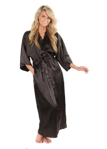 Peignoir de bain long en satin de soie pour femme, tenue de mariée sexy