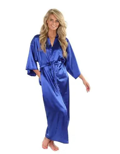 Peignoir de bain long en satin de soie pour femme, tenue de mariée sexy