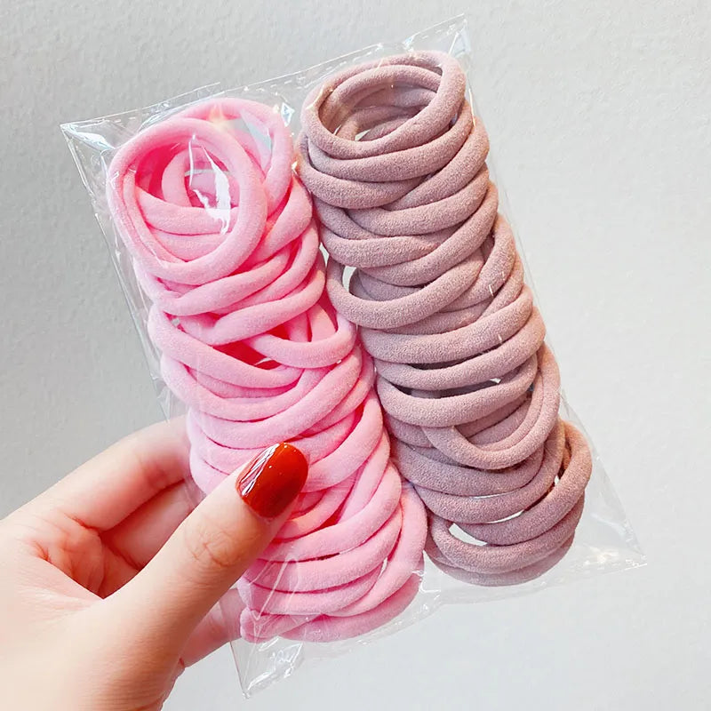 Lot de 50/100 petits élastiques à cheveux colorés en nylon pour filles, accessoires pour cheveux pour enfants