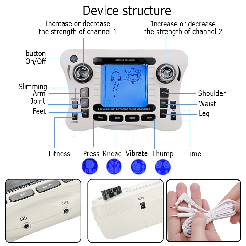 Appareil de massage corporel électronique | Appareil de massage à impulsions électriques | Dispositif de massage musculaire portable | Stimulateur musculaire à 20 niveaux | Massage électrique pour soulagement des douleurs | Appareil TENS pour le dos et les épaules | Machine de massage multifonction | Appareil de massage pour jambes et bras | Électrostimulateur compact pour relaxation | Appareil de massage personnel à impulsions