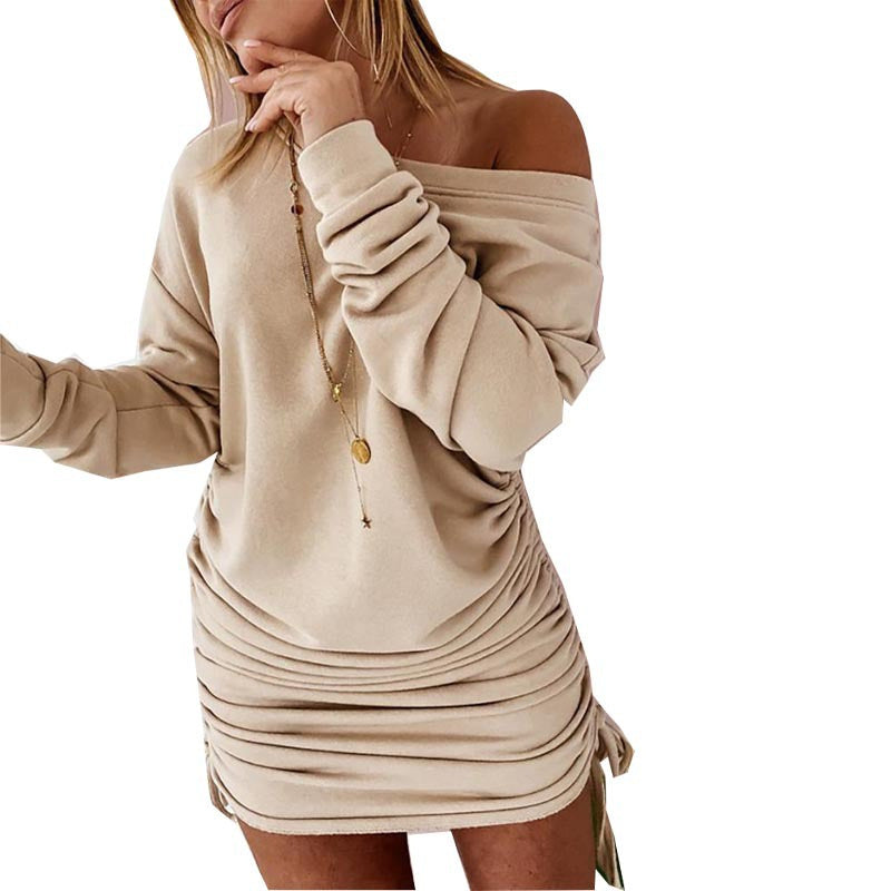 Robes d'automne à manches plissées pour femmes, décontractées, naturelles
