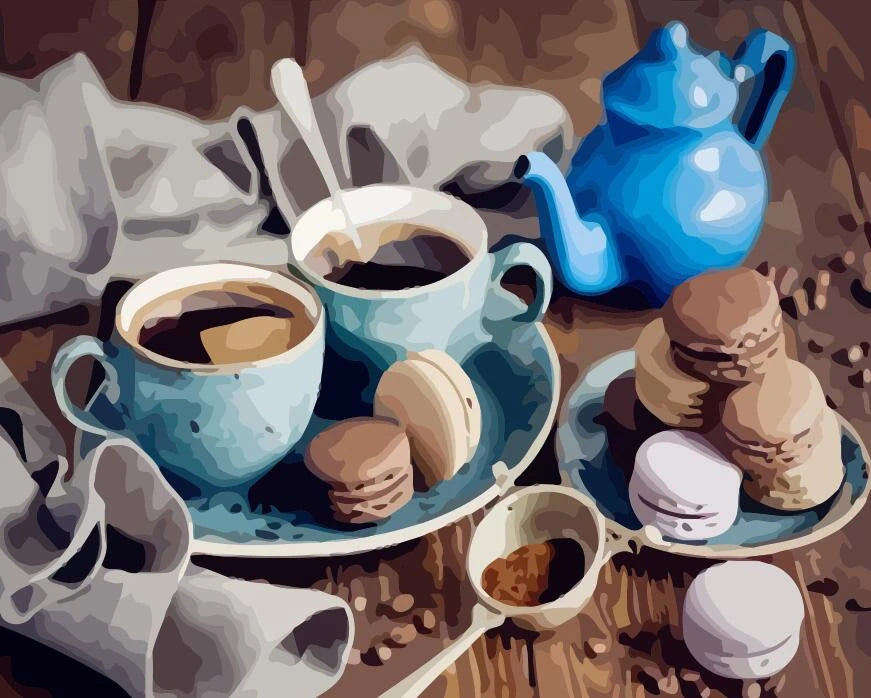 Peinture par numéros Paysage Tasse à café Peinture acrylique par numéros