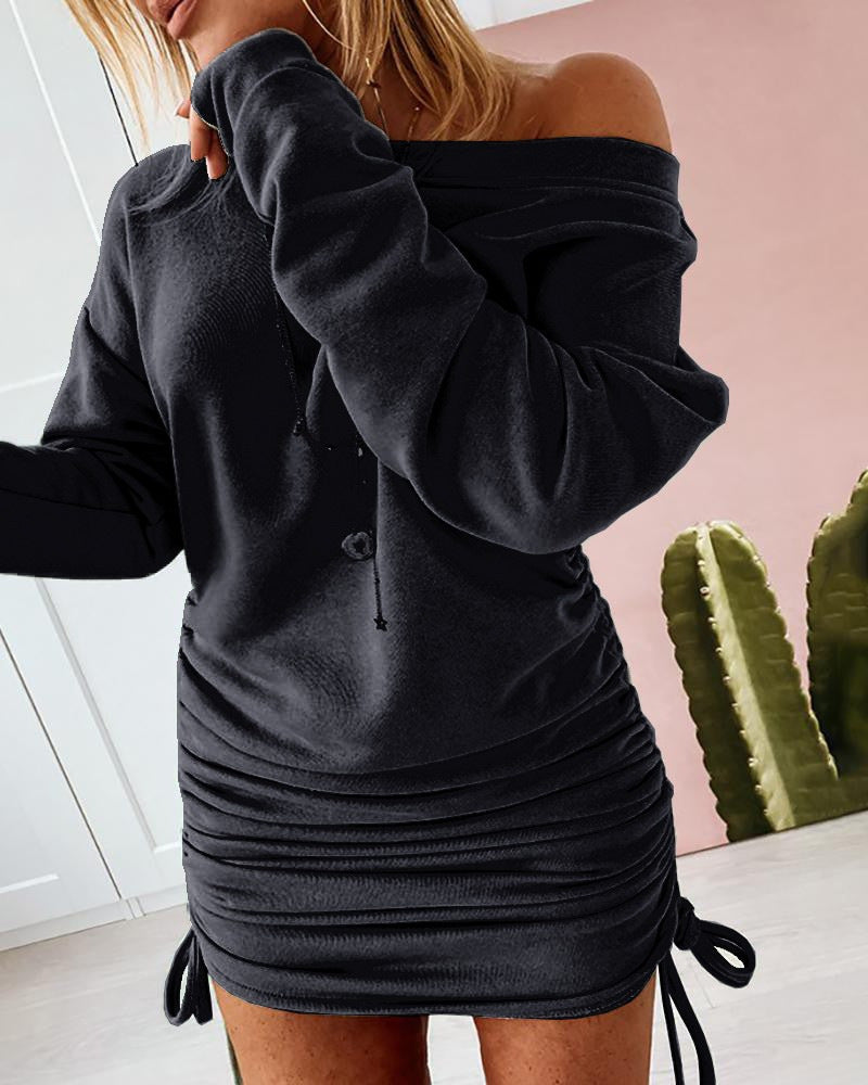 Robes d'automne à manches plissées pour femmes, décontractées, naturelles