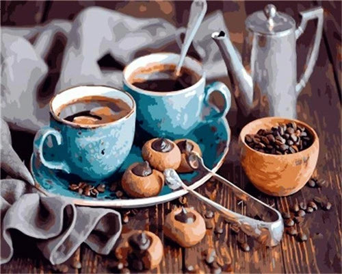 Peinture par numéros Paysage Tasse à café Peinture acrylique par numéros