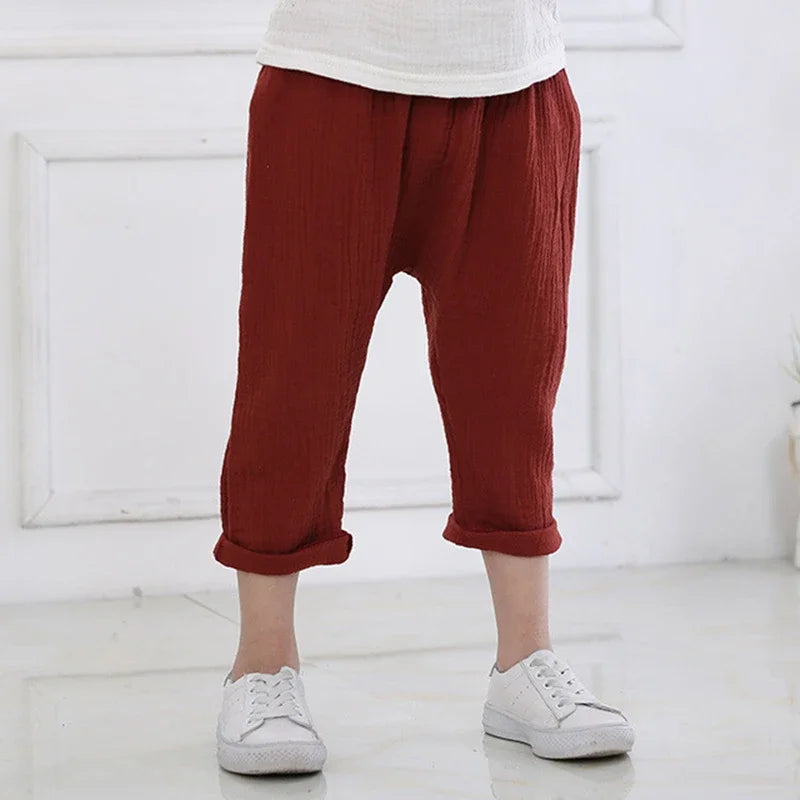 Pantalons pour enfants, garçons et filles, pantalons d'été, longueur cheville, sarouels décontractés