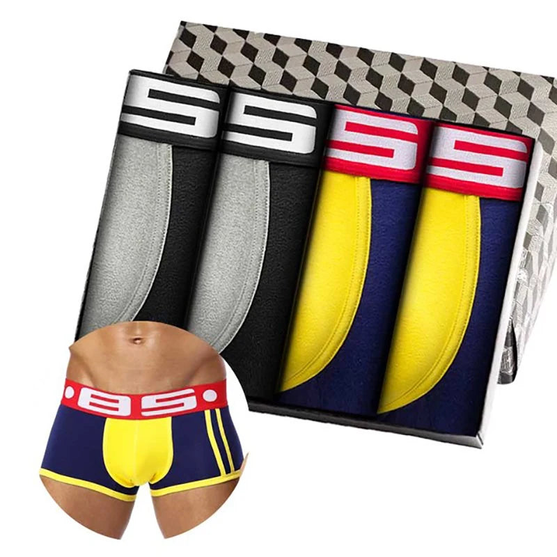 CMENIN Lot de 4 boxers en coton respirants pour homme