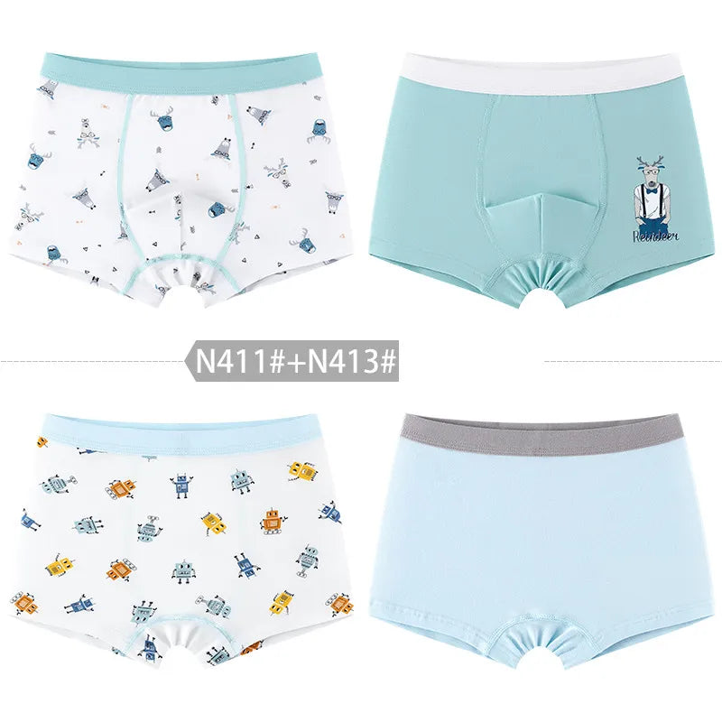 Boxers garçon en coton à motifs | Sous-vêtements enfants confortables | Lot de 4 boxers pour garçons | Boxers garçon avec dessins animés | Caleçons doux pour garçons 4–16 ans | Sous-vêtements respirants pour enfants | Shorts en coton garçon confortables | Lingerie enfant avec taille élastique | Boxers garçon amusants et colorés | Sous-vêtements durables pour usage quotidien