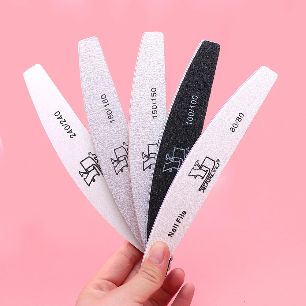 Lot de 5 limes à ongles professionnelles, grain 80, 100, 150, 180, 240