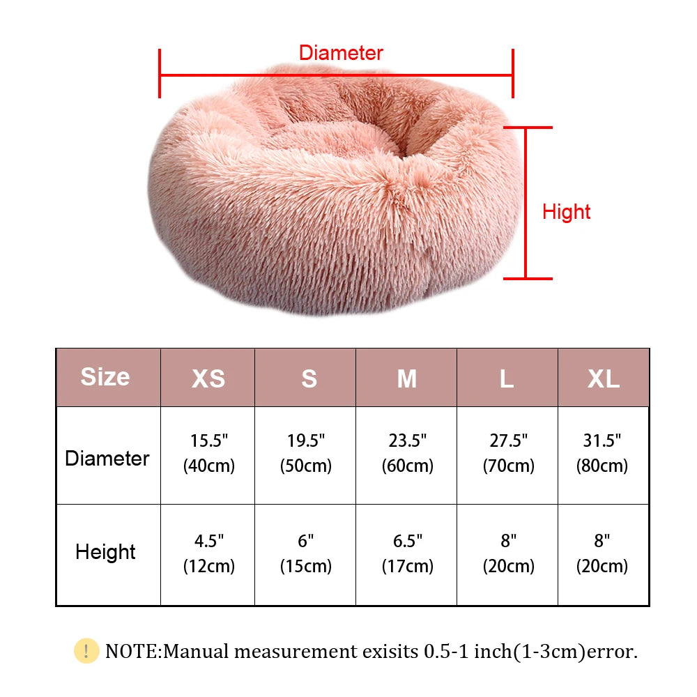 Lit pour chat en peluche long et rond, niche d'hiver douce et chaude pour chiots, 50/60/70 cm