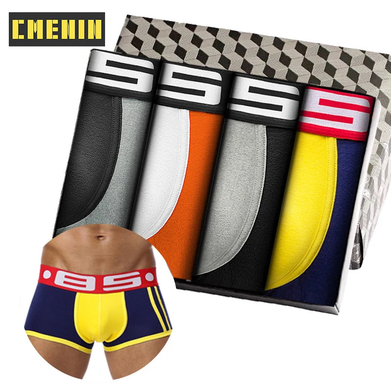 CMENIN Lot de 4 boxers en coton respirants pour homme