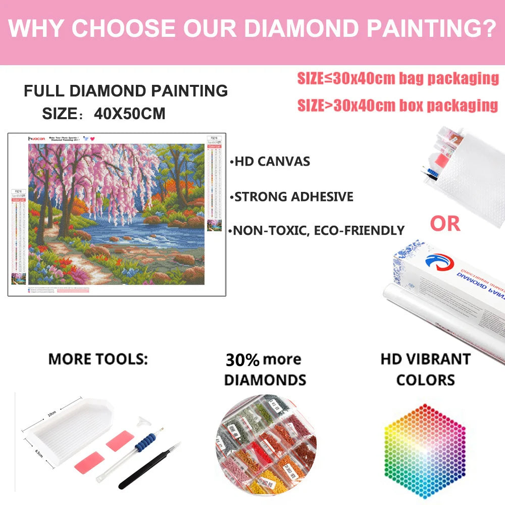 Peinture diamant paysage à faire soi-même, broderie complète en mosaïque