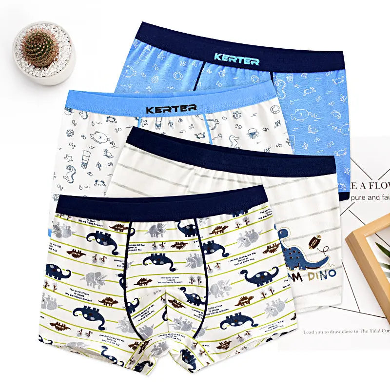 Boxers garçon en coton à motifs | Sous-vêtements enfants confortables | Lot de 4 boxers pour garçons | Boxers garçon avec dessins animés | Caleçons doux pour garçons 4–16 ans | Sous-vêtements respirants pour enfants | Shorts en coton garçon confortables | Lingerie enfant avec taille élastique | Boxers garçon amusants et colorés | Sous-vêtements durables pour usage quotidien