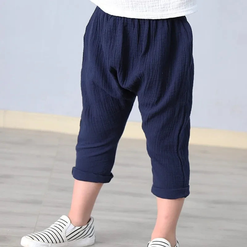 Pantalons pour enfants, garçons et filles, pantalons d'été, longueur cheville, sarouels décontractés