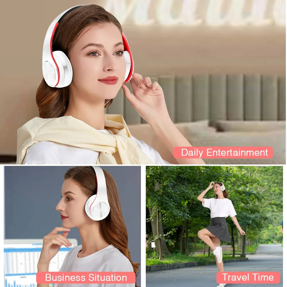 Casque Bluetooth stéréo pliable avec microphone et lecteur MP3