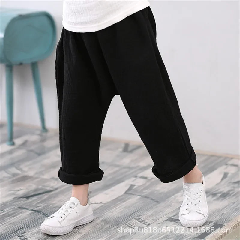 Pantalons pour enfants, garçons et filles, pantalons d'été, longueur cheville, sarouels décontractés