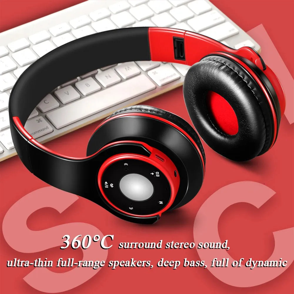 Casque audio Bluetooth sans fil, écouteurs avec carte SD et micro, autonomie de 20 heures