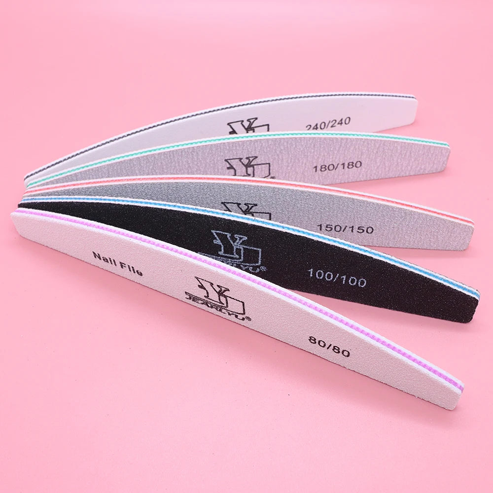 Lot de 5 limes à ongles professionnelles, grain 80, 100, 150, 180, 240