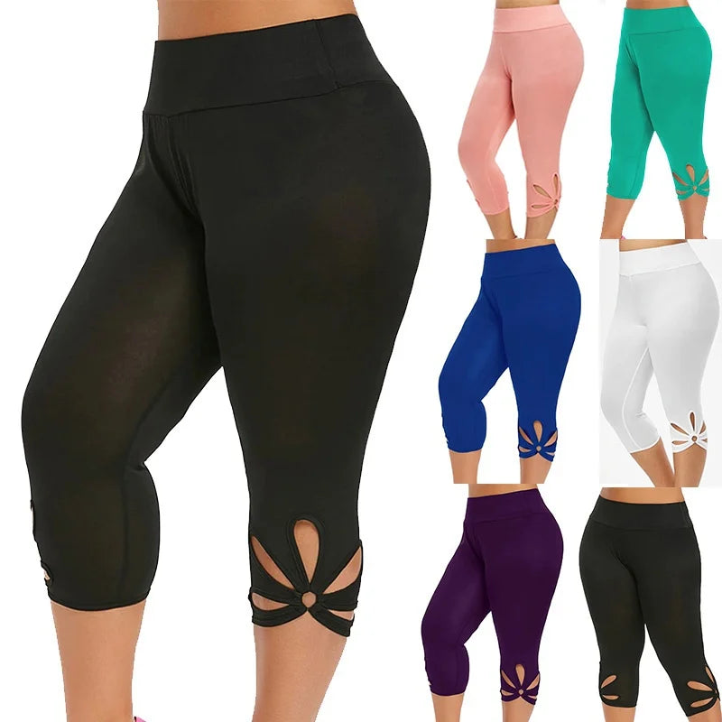 Women's Plus Size Stretch Leggings Seamless Casual Capri Leggings