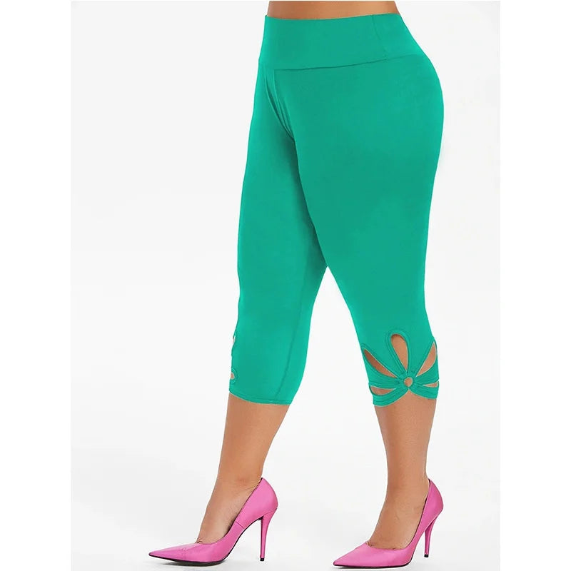 Women's Plus Size Stretch Leggings Seamless Casual Capri Leggings